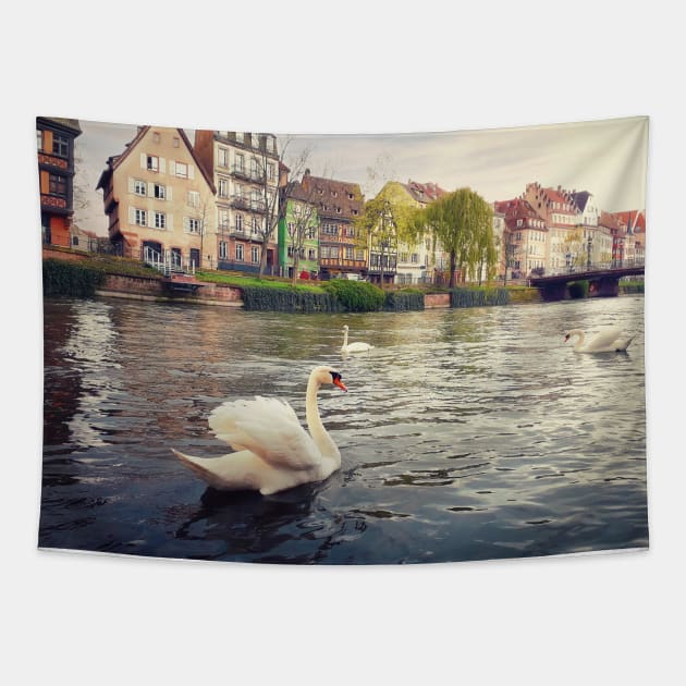 magnificent swans Tapestry by psychoshadow