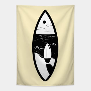 Surfboard on of the Beach  - Ride the Wave Tapestry