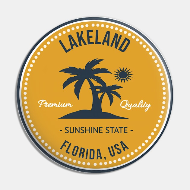 Lakeland Florida Vintage Circular Pin by urban-wild-prints