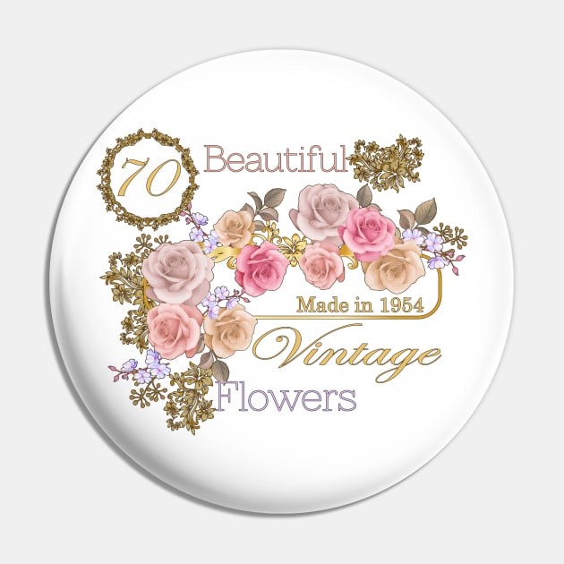 Vintage Roses- A Special 70th Birthday Gift for Her Pin by KrasiStaleva