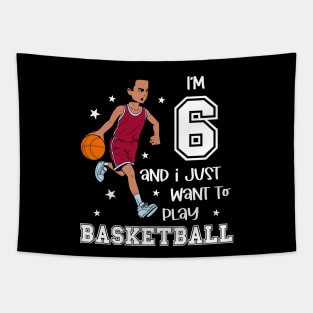 Boy plays basketball - I am 6 Tapestry