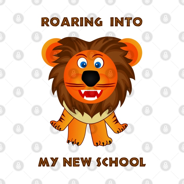 Roaring Into My New School (Cartoon Lion) by TimespunThreads