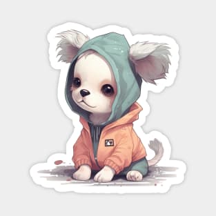 A cute dog wearing street fashion Magnet