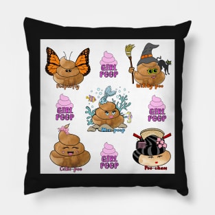 Cute Poop Emoji Girl Poop Characters Pillow