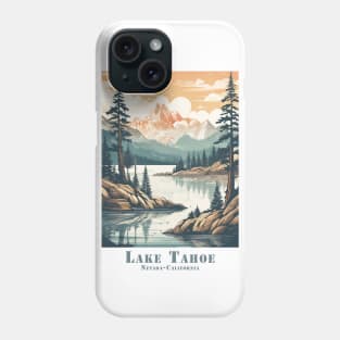 Abstract Lake Tahoe Vintage Travel Poster Phone Case