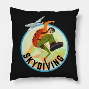 Skydive in Cool Retro Classic Colors With Distressed Text Pillow