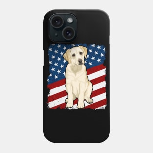 Yellow Labrador Dog American Flag Phone Case