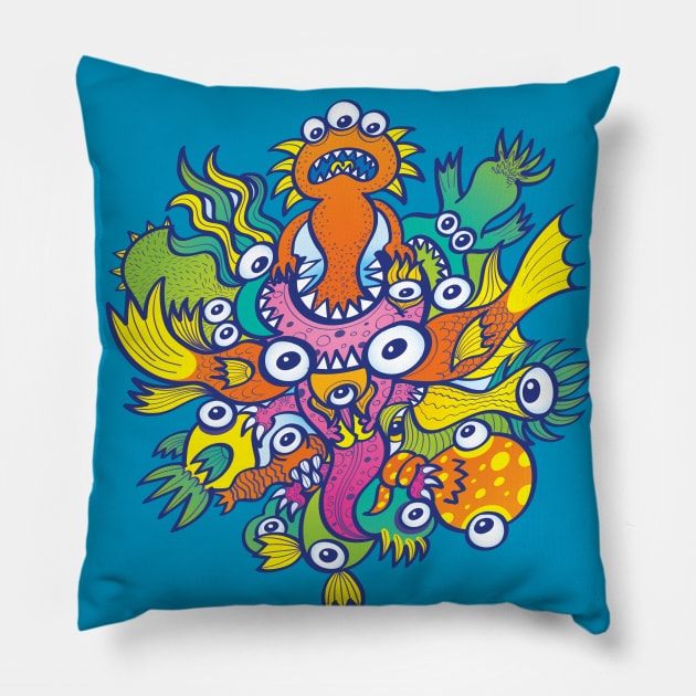 Don't let this evil hungry monster to gobble our friend Pillow by zooco