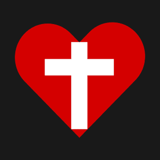 Red Heart with White Cross T-Shirt