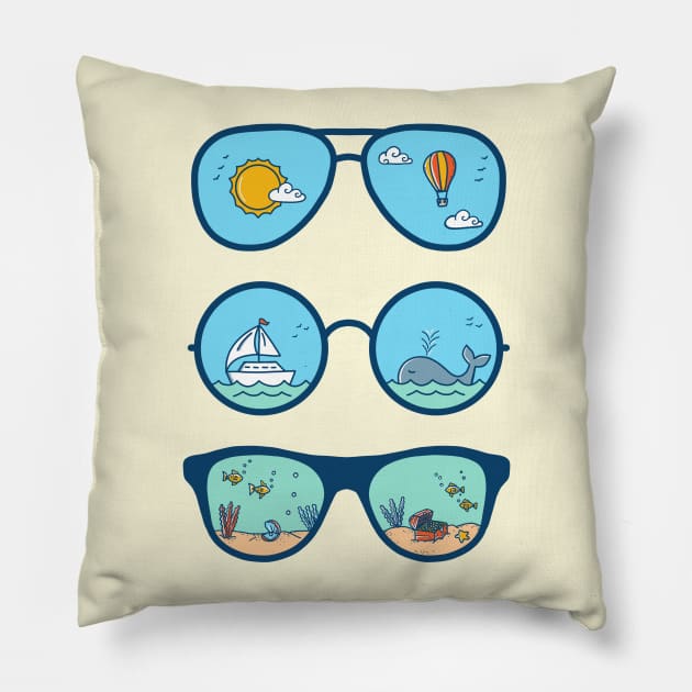 Sunglasses Lanscape Pillow by coffeeman