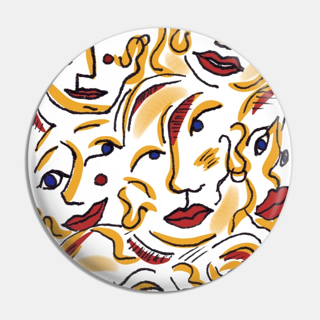 "Glamour" Abstract faces Pin by Emily Zigo