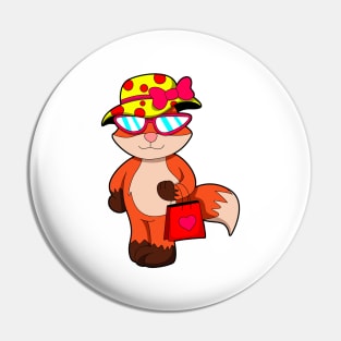 Fox at Shopping with Shopping bag & Hat Pin