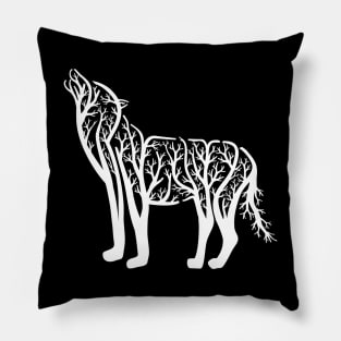 Wolf Tree Illustration Pillow