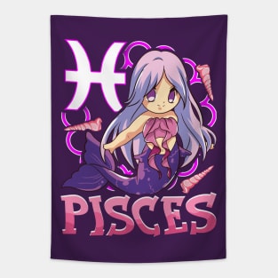 Pisces Manga Kawaii February March Birthday Zodiac Tapestry