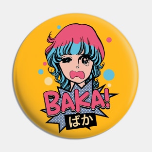 Baka! Japanese Aesthetic Otaku Girl Vintage Pin