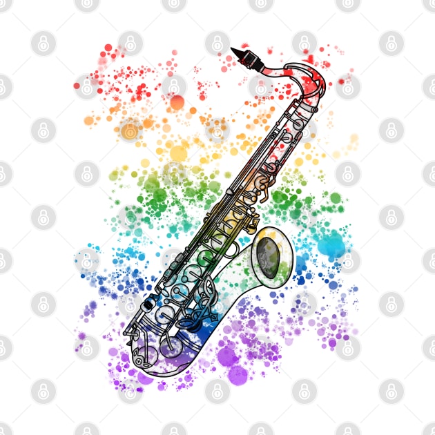 Saxophone Rainbow Colours Saxophonist Sax Player Musician by doodlerob