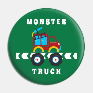 Vector illustration of monster truck with cartoon style. Pin