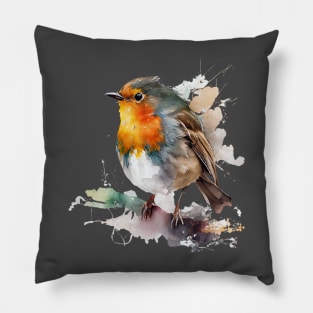 Robin Bird Watercolor 8.0 Pillow