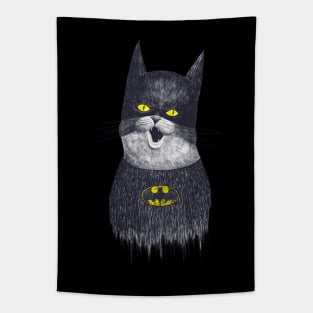 Super cat on black Tapestry