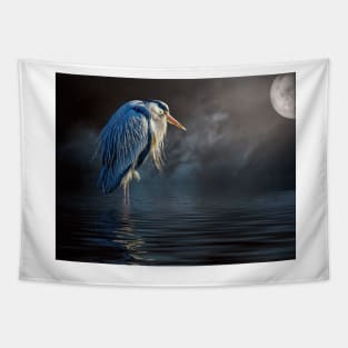 Blue Heron Moon Tapestry