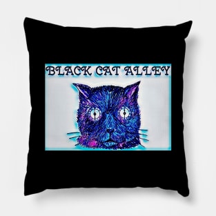 Black Cat Alley (Vintage Design) Pillow