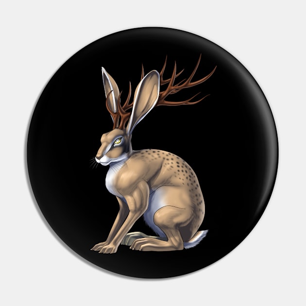 Jackalope Cryptid Creature Pin by underheaven