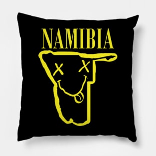 Vibrant Namibia Africa x Eyes Happy Face: Unleash Your 90s Grunge Spirit! Smiling Squiggly Mouth Dazed Smiley Face Pillow