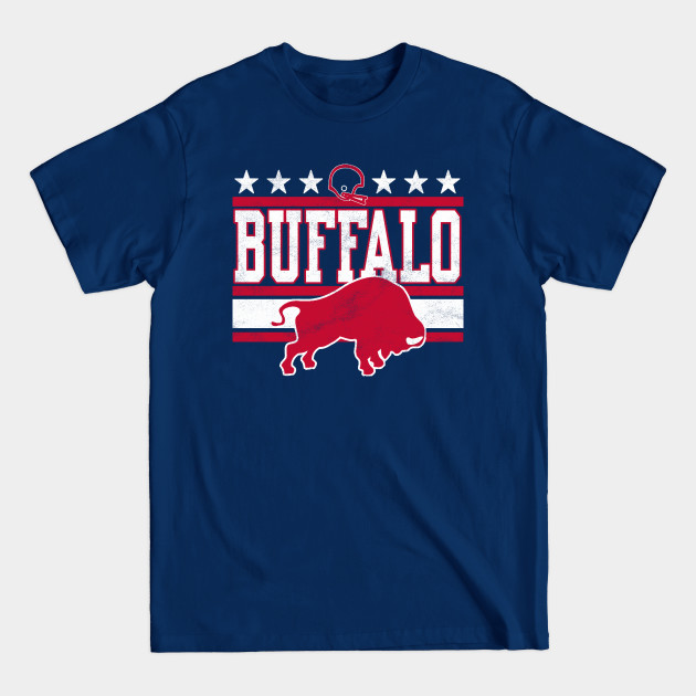 Disover Buffalo Football retro and distressed helmet and stripe - Buffalo Bills - T-Shirt