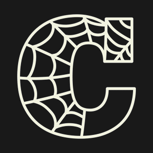 Halloween Letter C Initial Monogram with Spiderweb T-Shirt