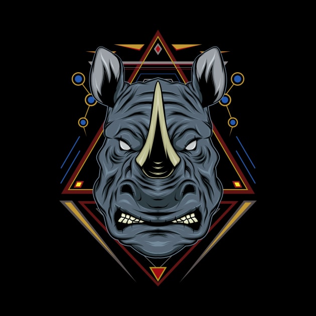 rhinoceros Head Tattoo by AGORA studio