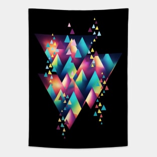 Abstract pattern of multicolored triangles Tapestry