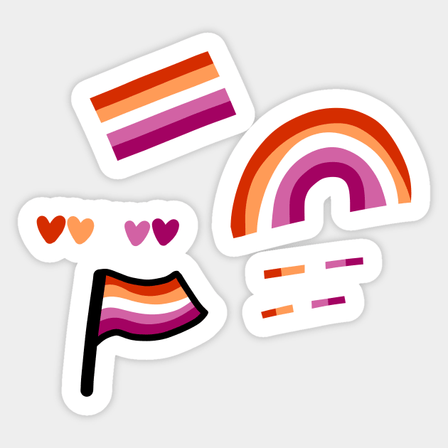 lesbian flag sticker pack wlw rainbow hearts - Lesbian - Sticker