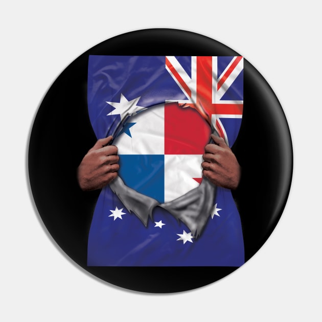 Panama Flag Australian Flag Ripped - Gift for Panamanian From Panama Pin by Country Flags