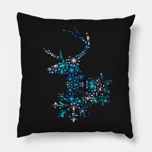 Star Pattern Christmas Deer With Snowflakes Pillow