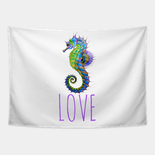 Love seahorse design Tapestry by Coreoceanart