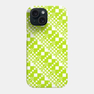 Checked, Checks - Lime Green and White Phone Case