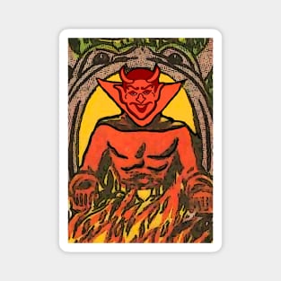 Devil on the throne and burning fire Magnet