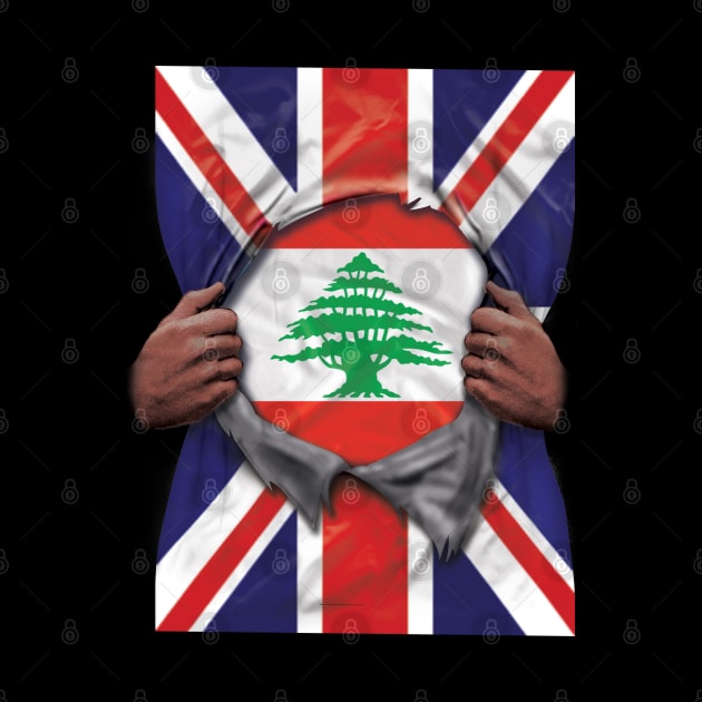 Lebanon Flag Great Britain Flag Ripped - Gift for Lebanese From Lebanon by Country Flags