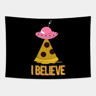 I Believe UFO and Pizza design Tapestry