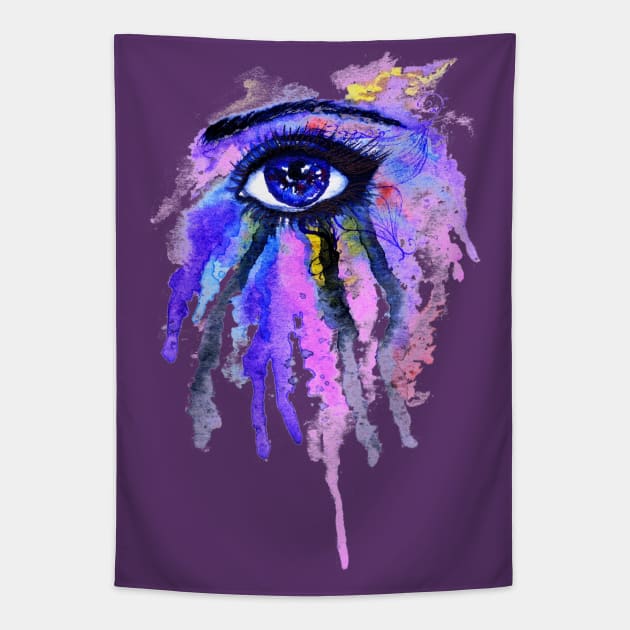 Dripping blue eye Tapestry by AnnArtshock