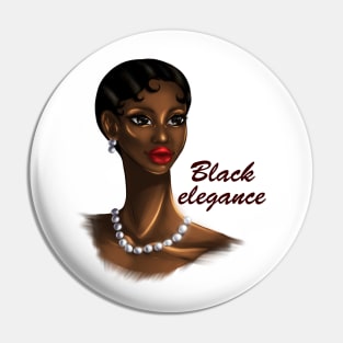 Black Elegance Melanin Woman Beautiful Retro Portrait Pin