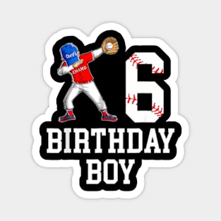 6Th Birthday Baseball Big Number Six 6 Year Old Boy Girl Magnet