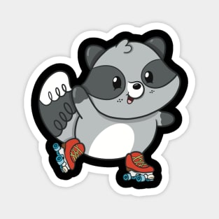 Roller Skating Raccoon Magnet