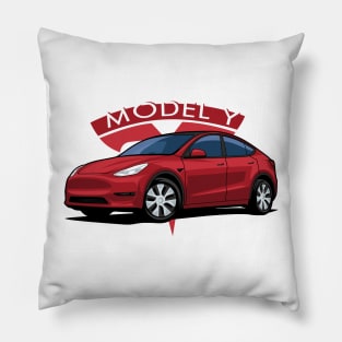 Model Y electric car red Pillow