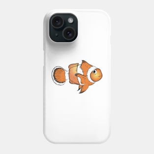 drawn clownfish in bright orange Phone Case