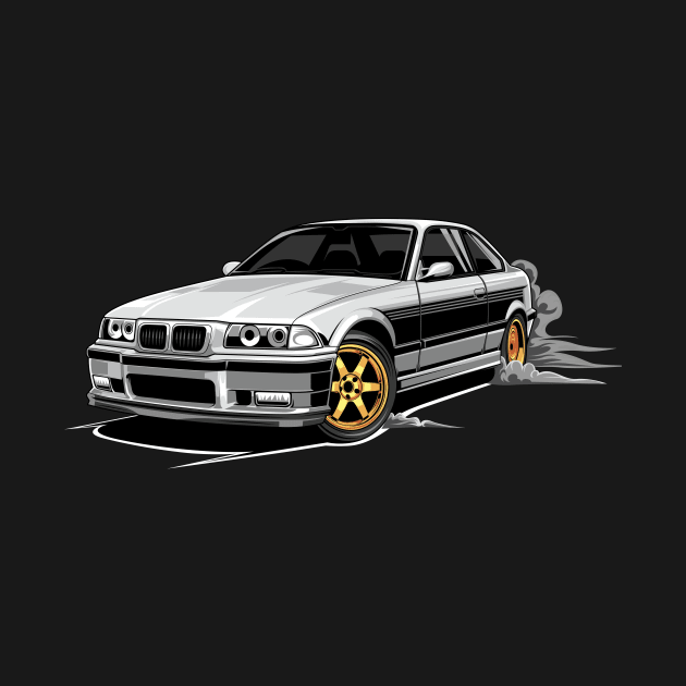 M3 E36 Car Illustration White by yourcar.art