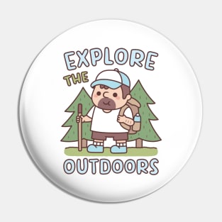 Cute Hiking Explore The Outdoors Cartoon Pin