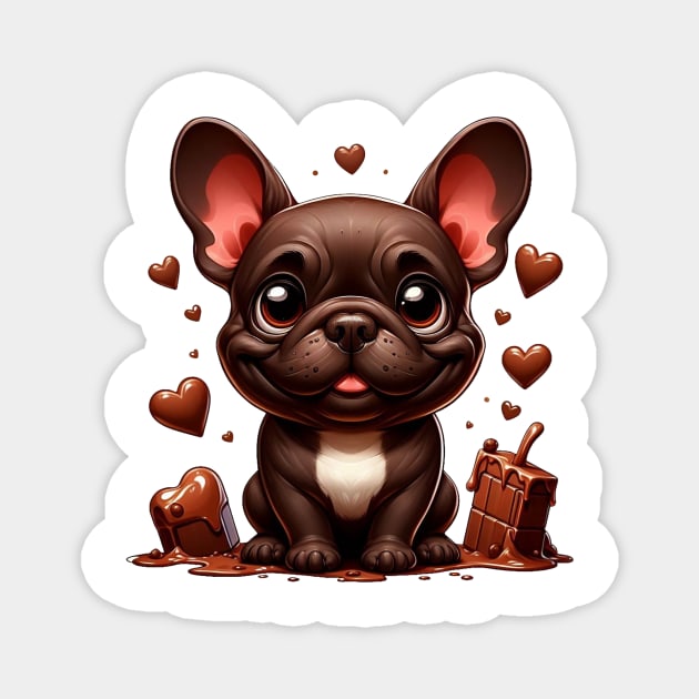 Cute Chocolate Bulldog Illustration Magnet by Dmytro