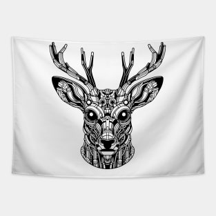 Biomechanical Deer: An Advanced Futuristic Graphic Artwork with Abstract Line Patterns Tapestry