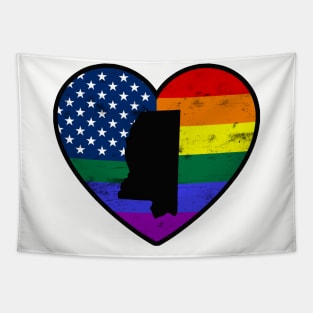 Mississippi United States Gay Pride Flag Heart Tapestry